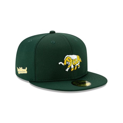 Green Oakland Athletics Hat - New Era MLB 2021 Spring Training 59FIFTY Fitted Caps USA7896542